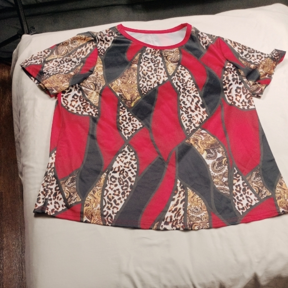 Paisley Animal Print Womens Top Size 1X